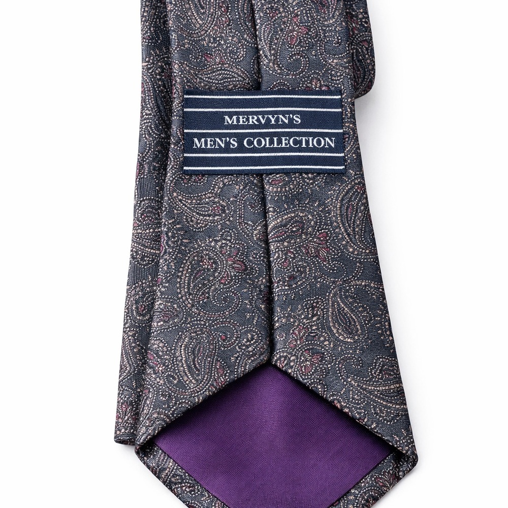 Mervyn’s Collection Paisley Tie - Gray and Purple